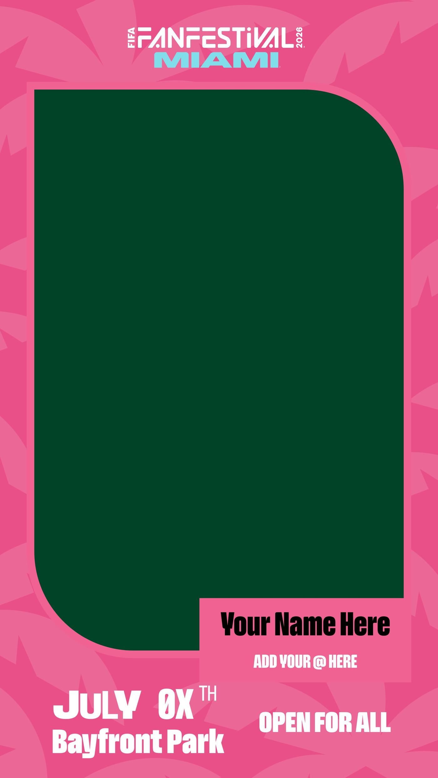Blank July story template with green photo frame